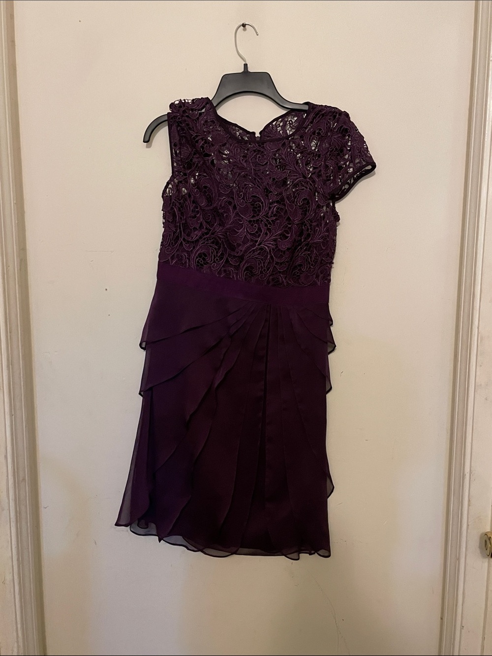 Elegant Purple Lace & Chiffon Women's Dress